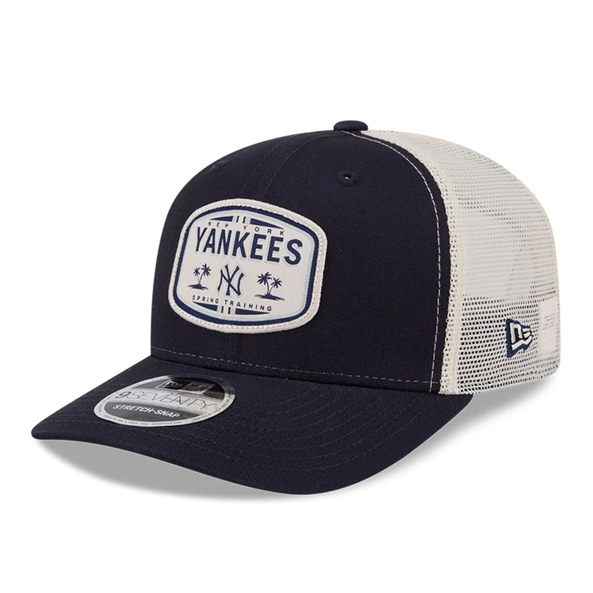 Pictured is this MLB Patch New York Yankees 9SEVENTY Stretch Snap cap in navy. 1
