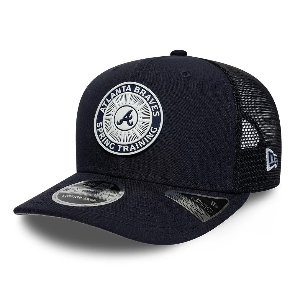 Pictured is this MLB Circles Atlanta Braves 9SEVENTY Stretch Snap cap in navy. 1