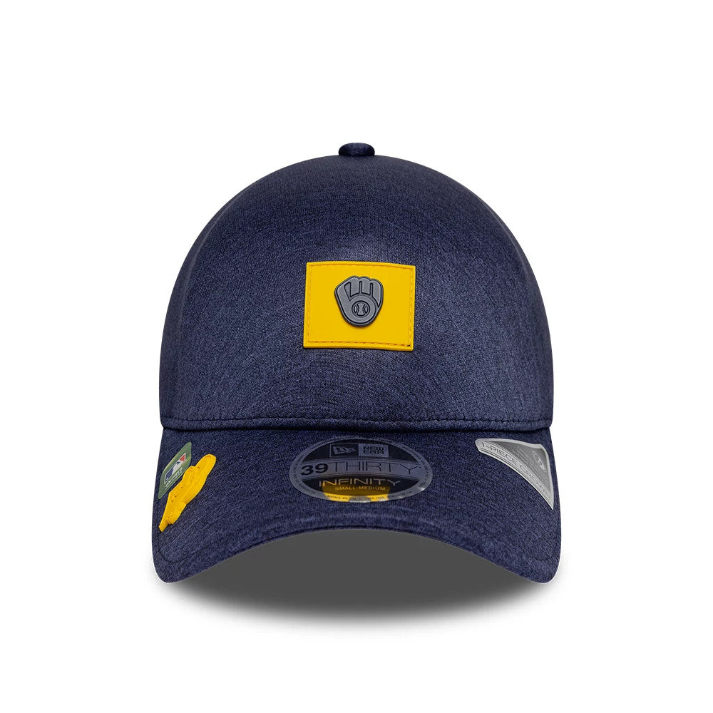 Pictured is this MLB Clubhouse Milwaukee Brewers 39THIRTY Infinity Stretch Fit cap in navy. 2