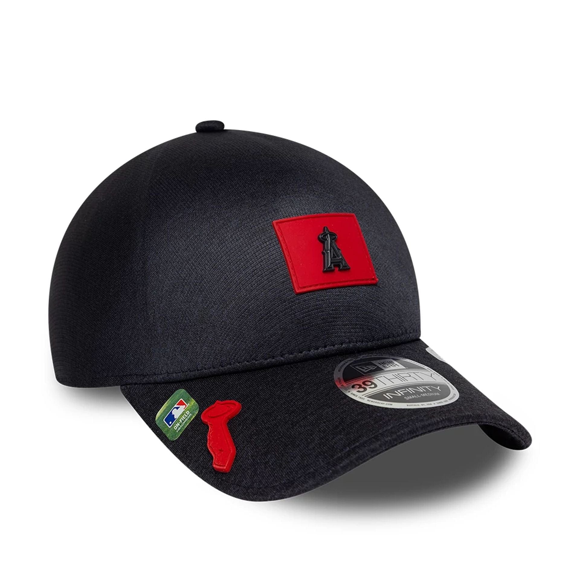 Pictured is this MLB Clubhouse LA Angels 39THIRTY Infinity Stretch Fit cap in black. 1