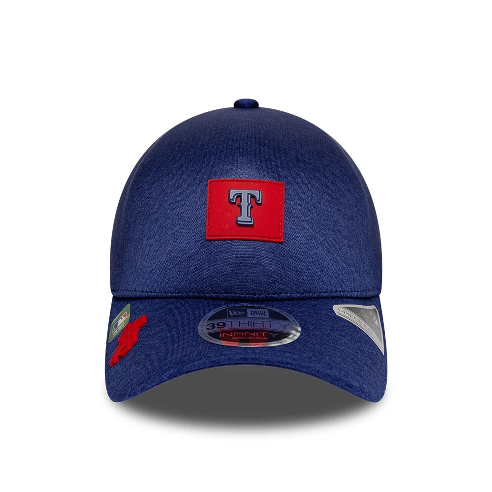 Pictured is this MLB Clubhouse Texas Rangers 39THIRTY Infinity Stretch Fit cap in dark blue. 2