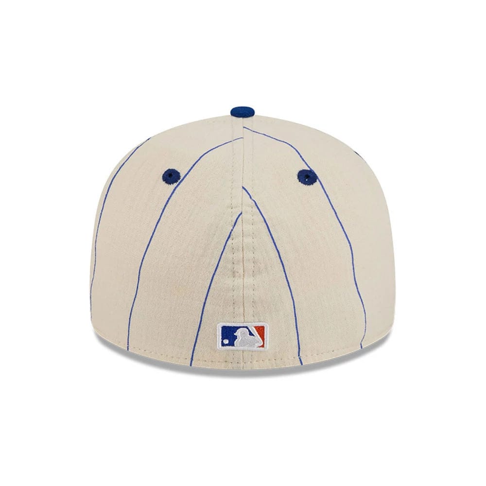 Pictured is this MLB Linen New York Mets Retro Crown 59FIFTY Fitted cap in Cream. 7