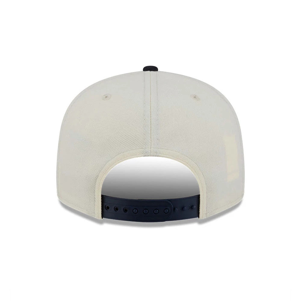 Houston Astros MLB Localized White New Era 9FIFTY Snapback Adjustable Cap, rear view showing the black snapback closure against the white crown, with the classic MLB Batterman logo missing from the centre back.