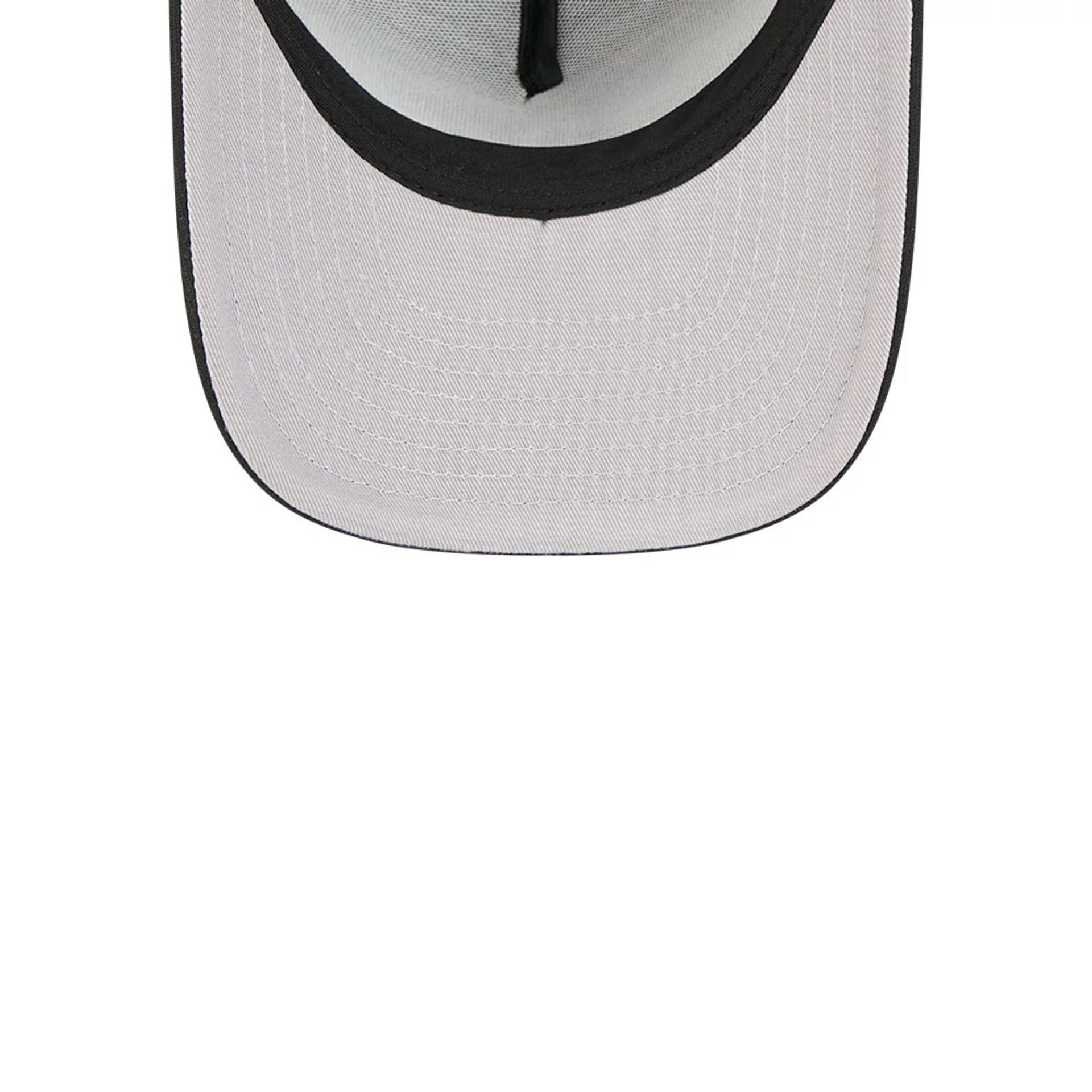 Pictured is this MLB Washed Athletics 9FIFTY A-Frame Trucker cap in black. 2