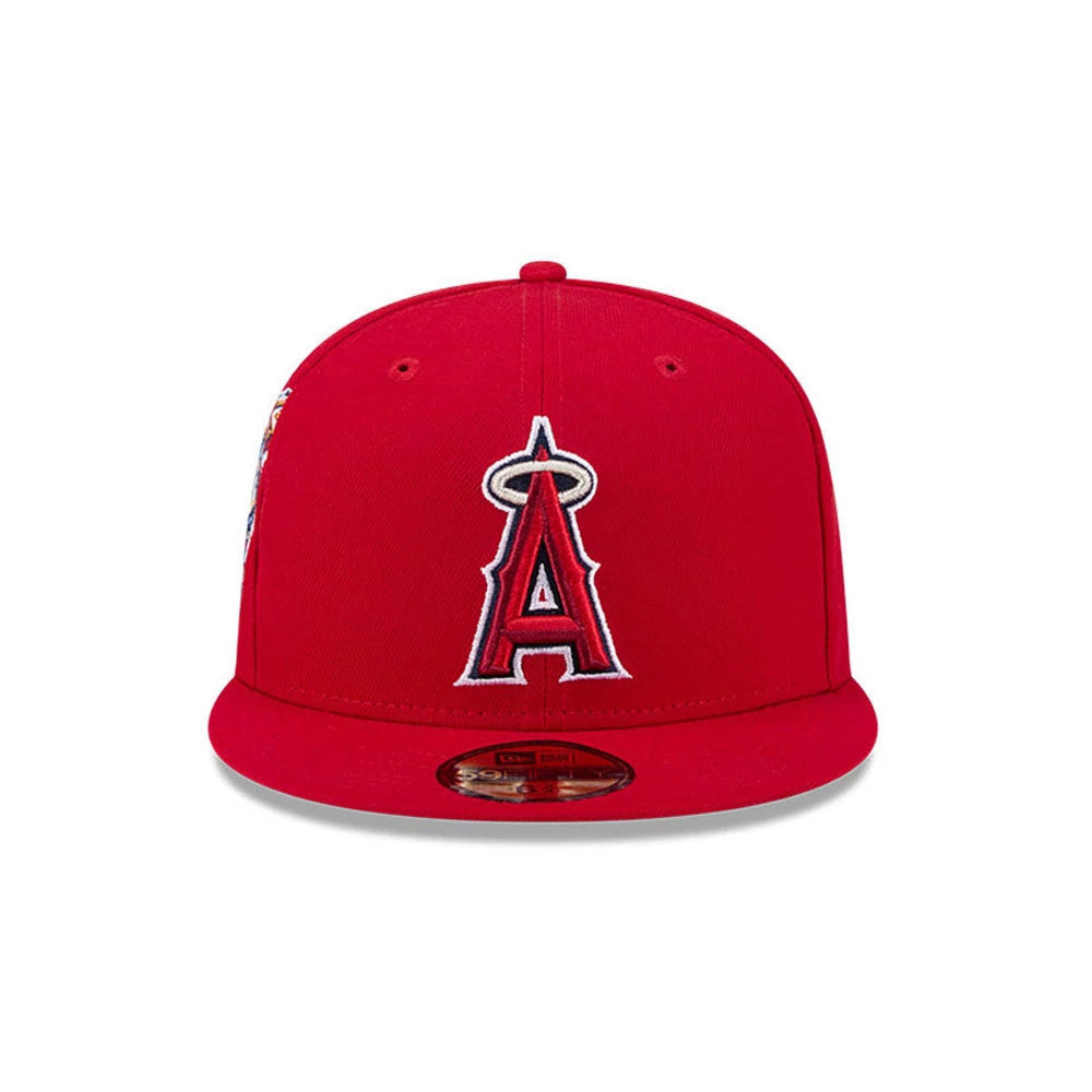 Pictured is this MLB Hidden Hit LA Angels 59FIFTY Fitted cap in red. 3