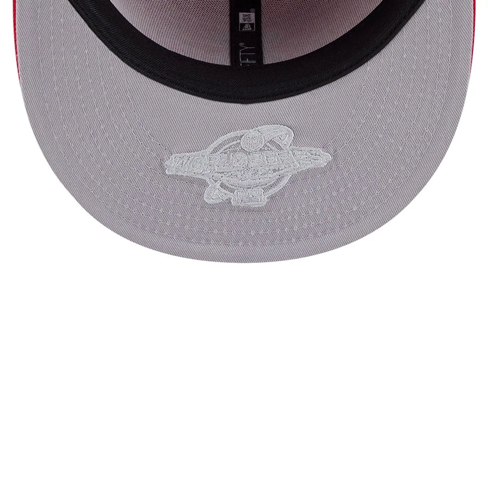 Pictured is this MLB Hidden Hit LA Angels 59FIFTY Fitted cap in red. 2