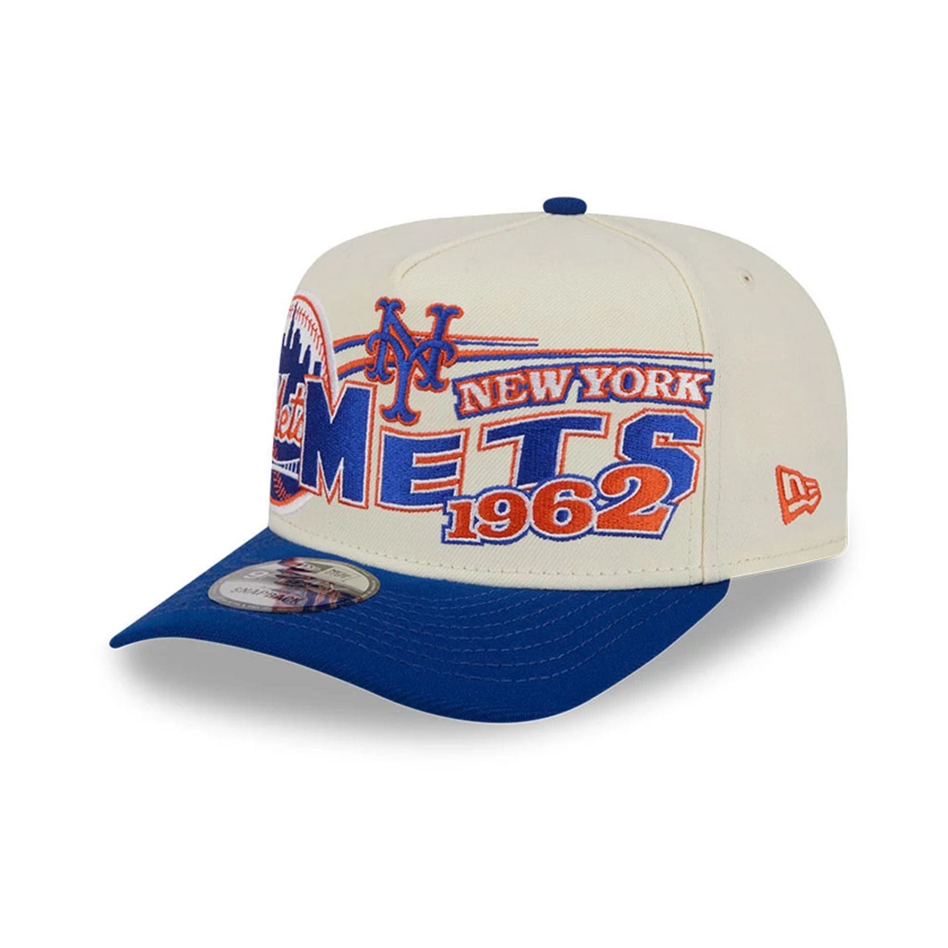 Pictured is this MLB Classic New York Mets 9FIFTY A-Frame Snapback cap in White. 1
