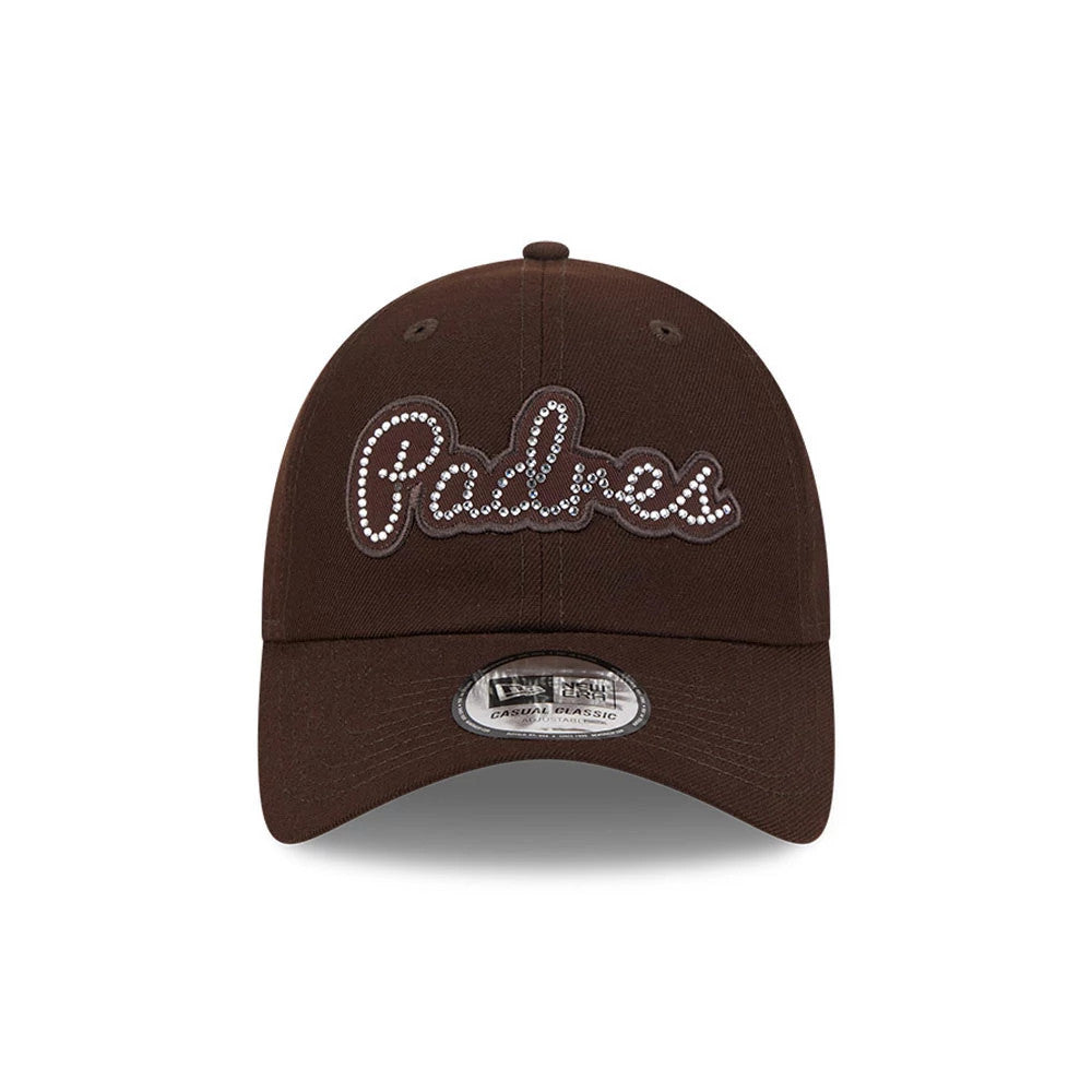 Pictured is this MLB Rhinestone San Diego Padres Casual Classic cap in dark brown. 3