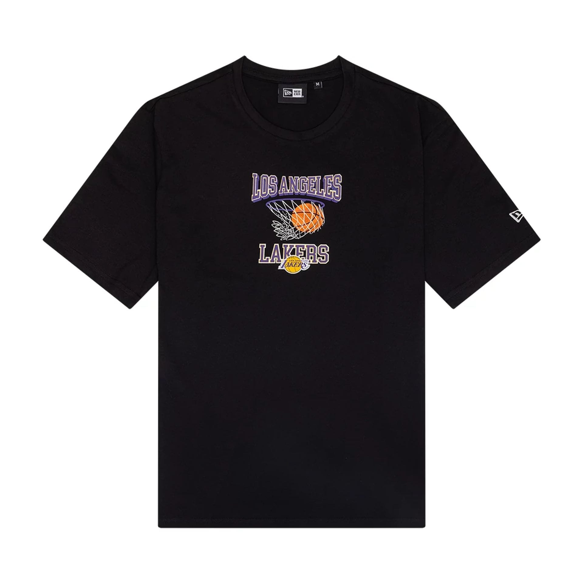 The Male model is wearing LA Lakers NBA Graphic Black T-Shirt 1