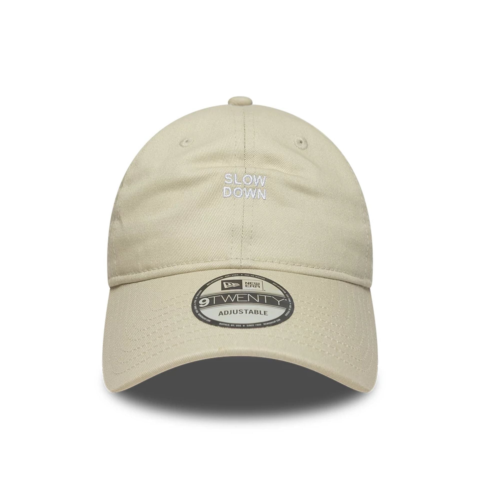 This is a New Era Slogan Light Beige 9TWENTY Adjustable Cap 2