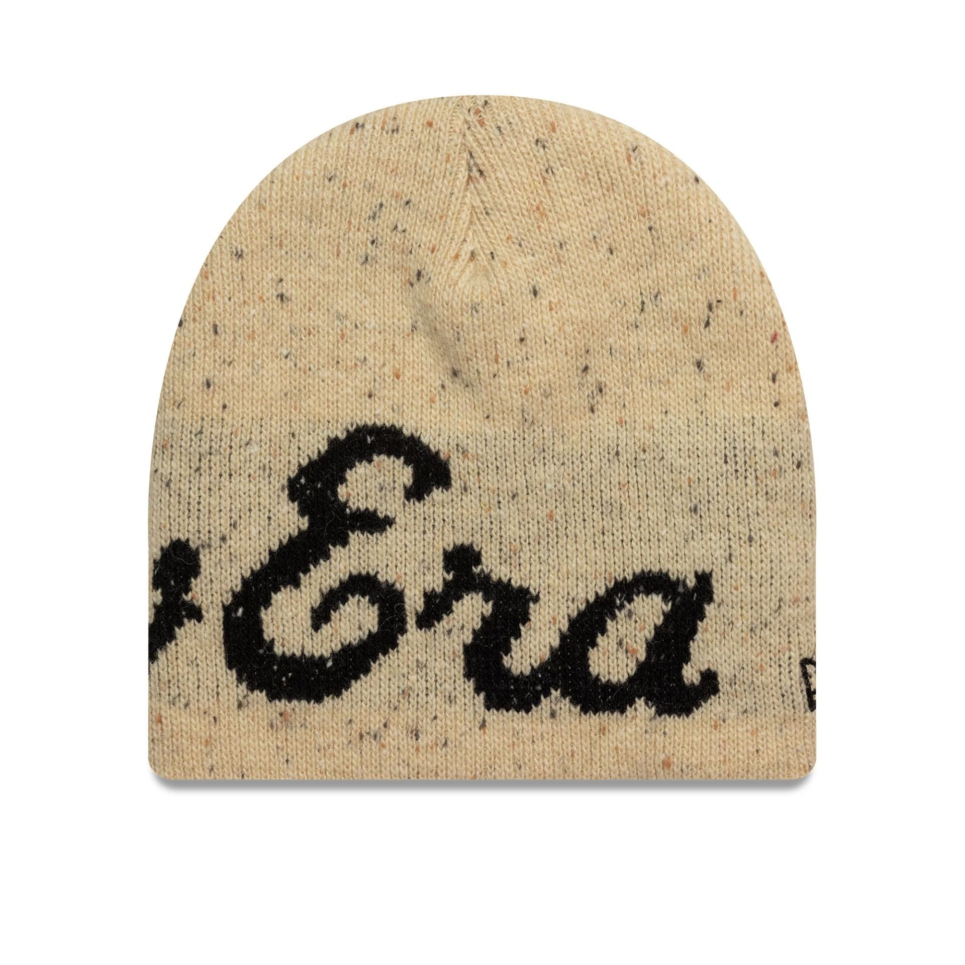 This is a New Era Heritage Beige Skull Knit Beanie Hat 2