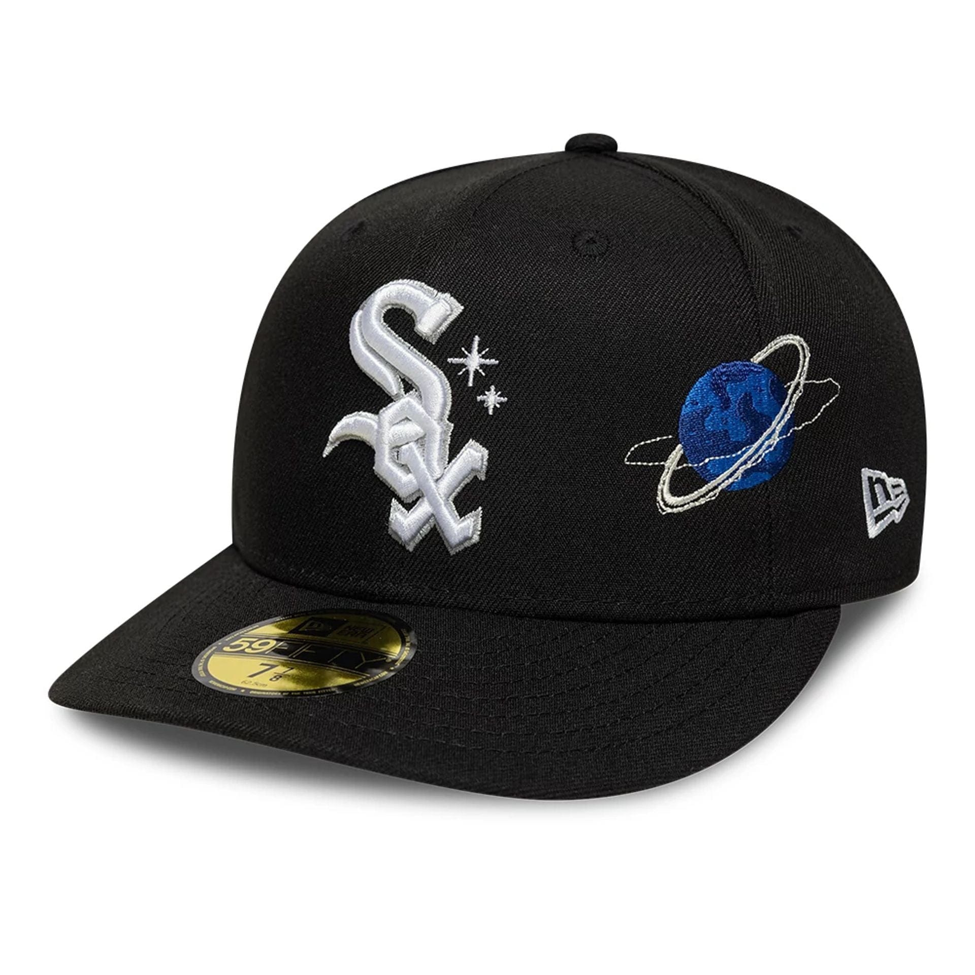 This is a Chicago White Sox MLB Planet Icon Black 59FIFTY Fitted Cap 1