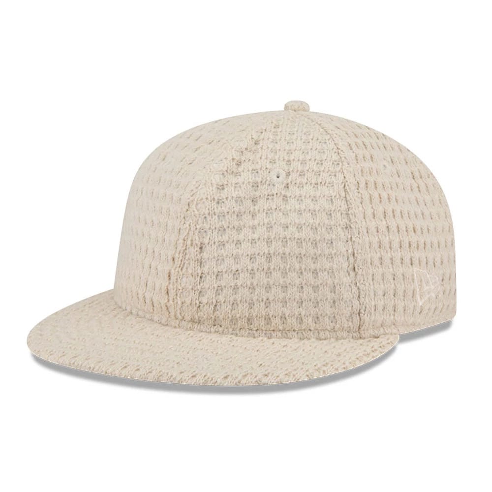 This is a New Era Waffle Knit Light Beige Retro Crown 9FIFTY Adjustable Cap 1