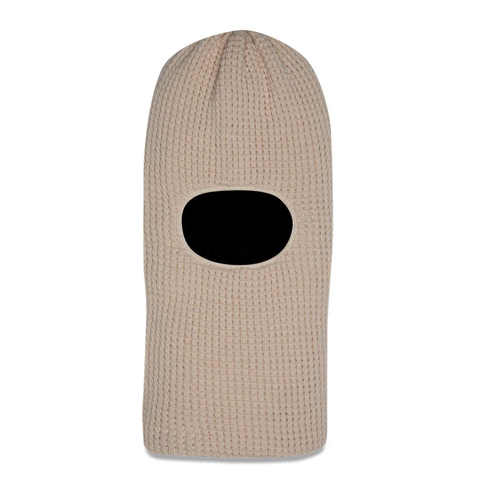 This is a New Era Waffle Knit Light Beige Balaclava 1