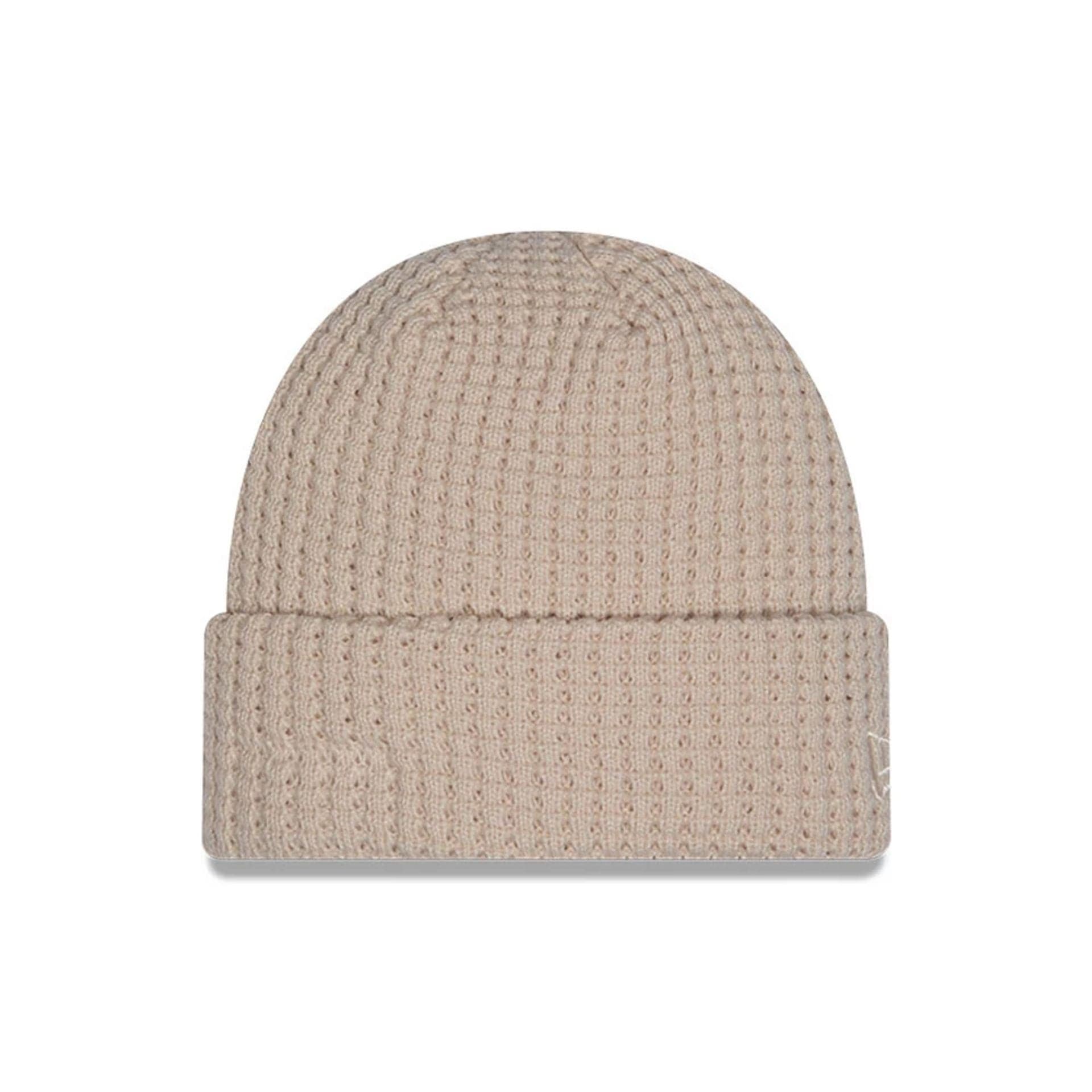 This is a New Era Waffle Knit Light Beige Cuff knit Beanie Hat 1