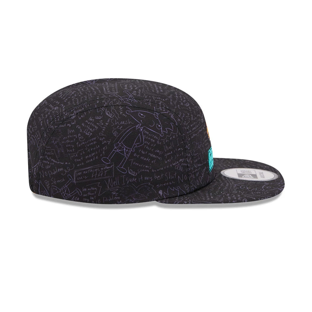 Pictured is this All Over Print Hey Arnold Camper cap in black. 7