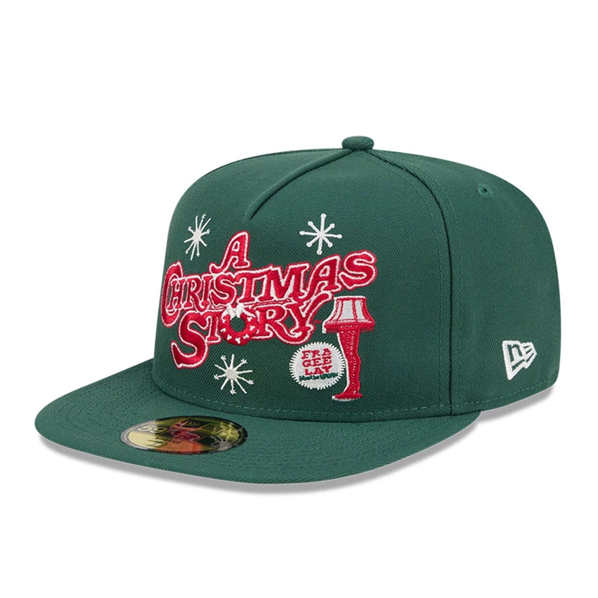 Pictured is this Fra Gee Lay A Christmas Story 59FIFTY A-Frame Fitted cap in dark green. 1