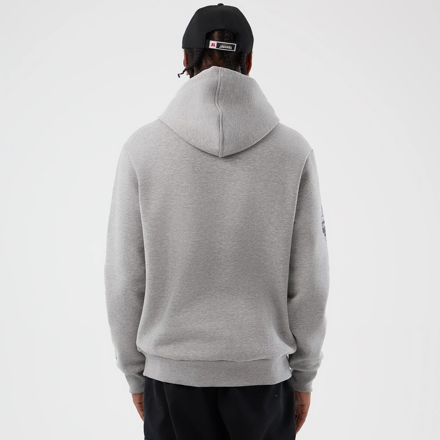The Male model is wearing Jacksonville Jaguars NFL International Series Games Grey Pullover Hoodie 2