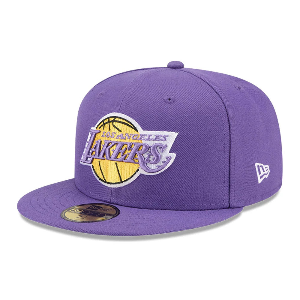 Pictured is this NBA Hardwood Classic 50th Anniversary LA Lakers 59FIFTY Fitted cap in purple. 4