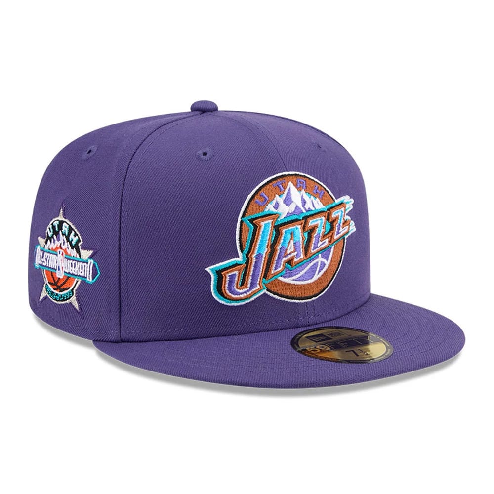 Pictured is this NBA Hardwood Classic Utah Jazz 59FIFTY Fitted cap in dark purple. 1