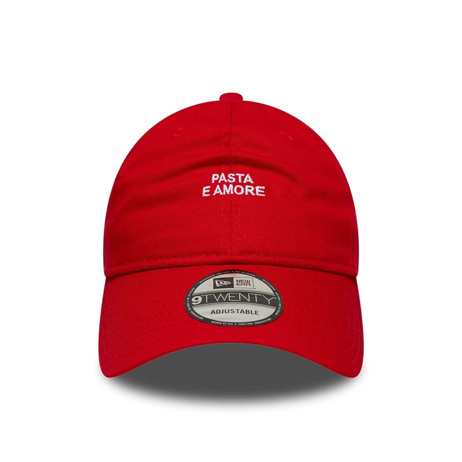 This is a New Era Slogan Pasta E Amore Red 9TWENTY Adjustable Cap 2