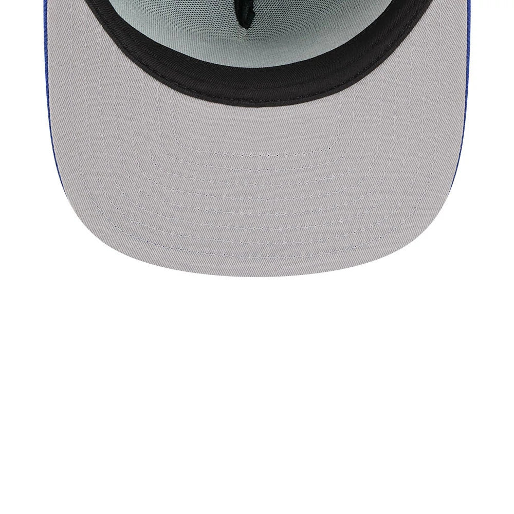 Dallas Mavericks NBA Classic Green New Era 9FIFTY A-Frame Snapback Adjustable Cap, inside view showing the grey undervisor, black sweatband, and branded taping along the inner seams.
