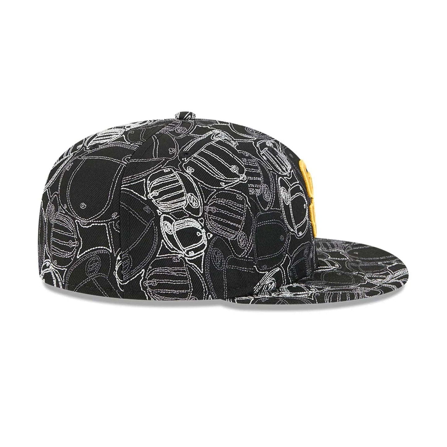 Pictured is this MLB Cap Scramble San Diego Padres 59FIFTY Fitted cap in black. 7
