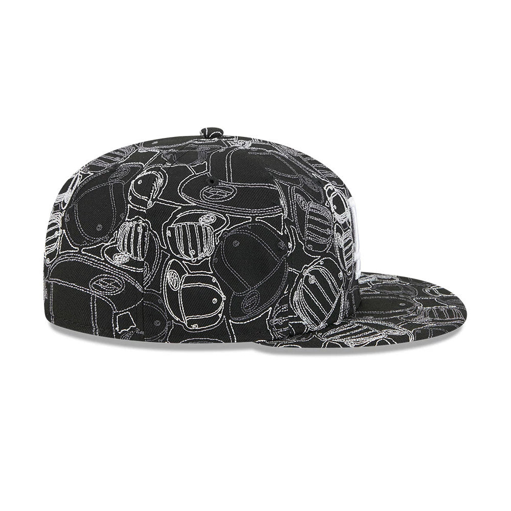 Pictured is this MLB Cap Scramble LA Dodgers 59FIFTY Fitted cap in black. 7