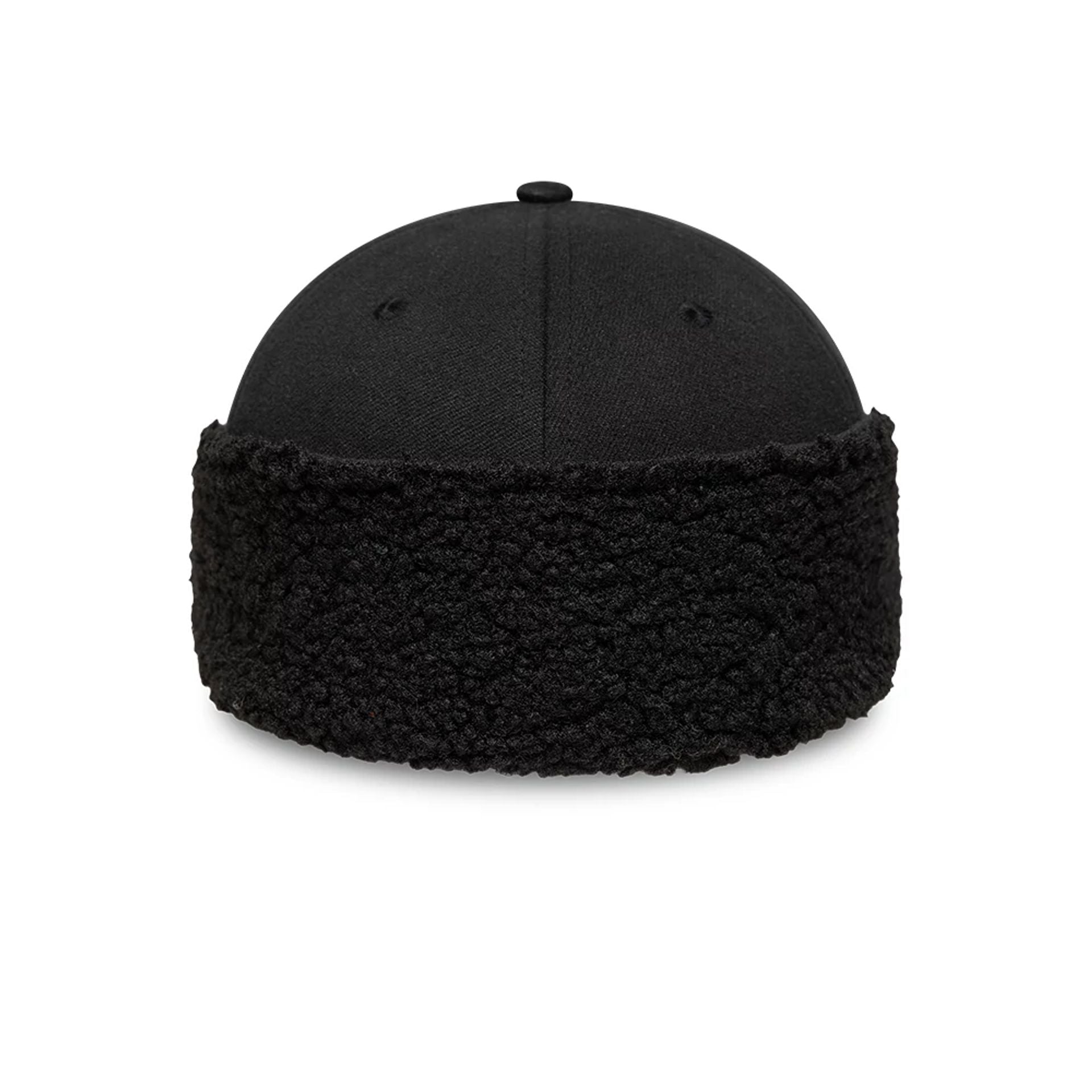 Pictured in this New Era Black 39THIRTY Downflap Stretch Fit Cap 2