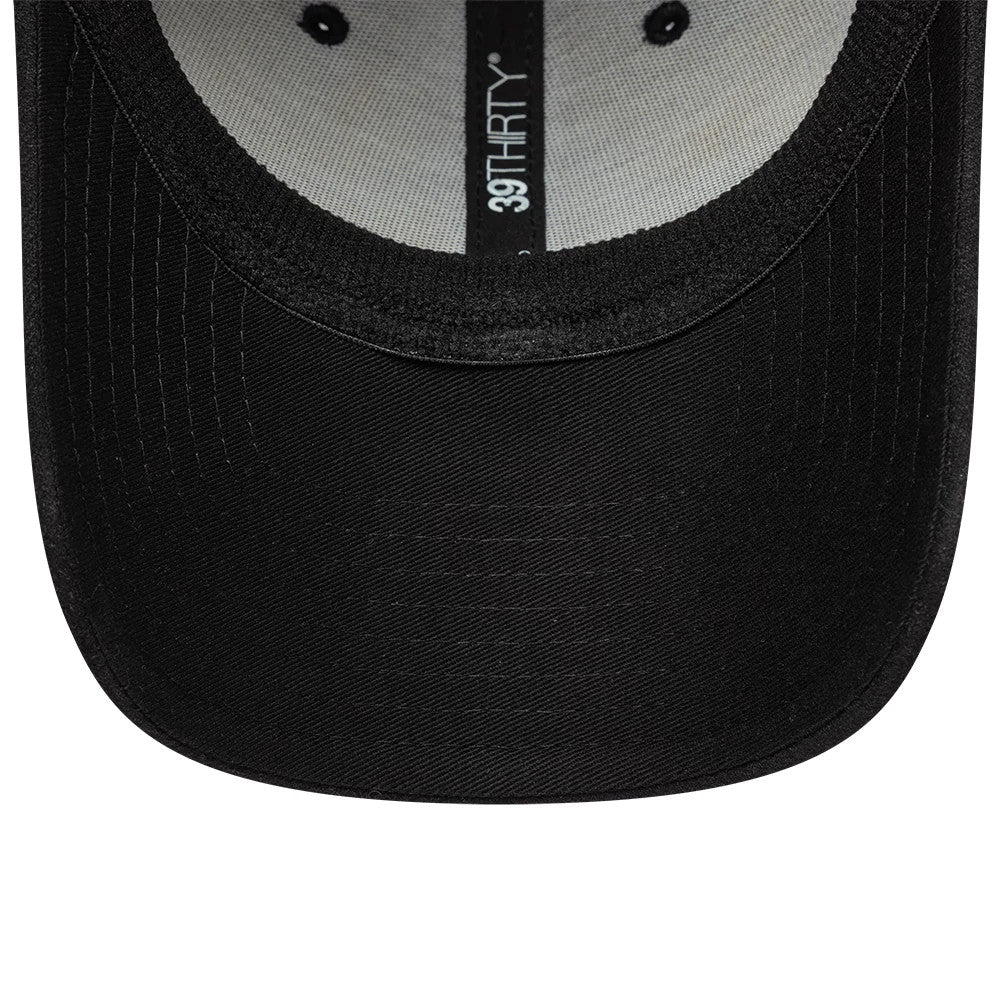 Pictured in this New Era Black 39THIRTY Downflap Stretch Fit Cap 7