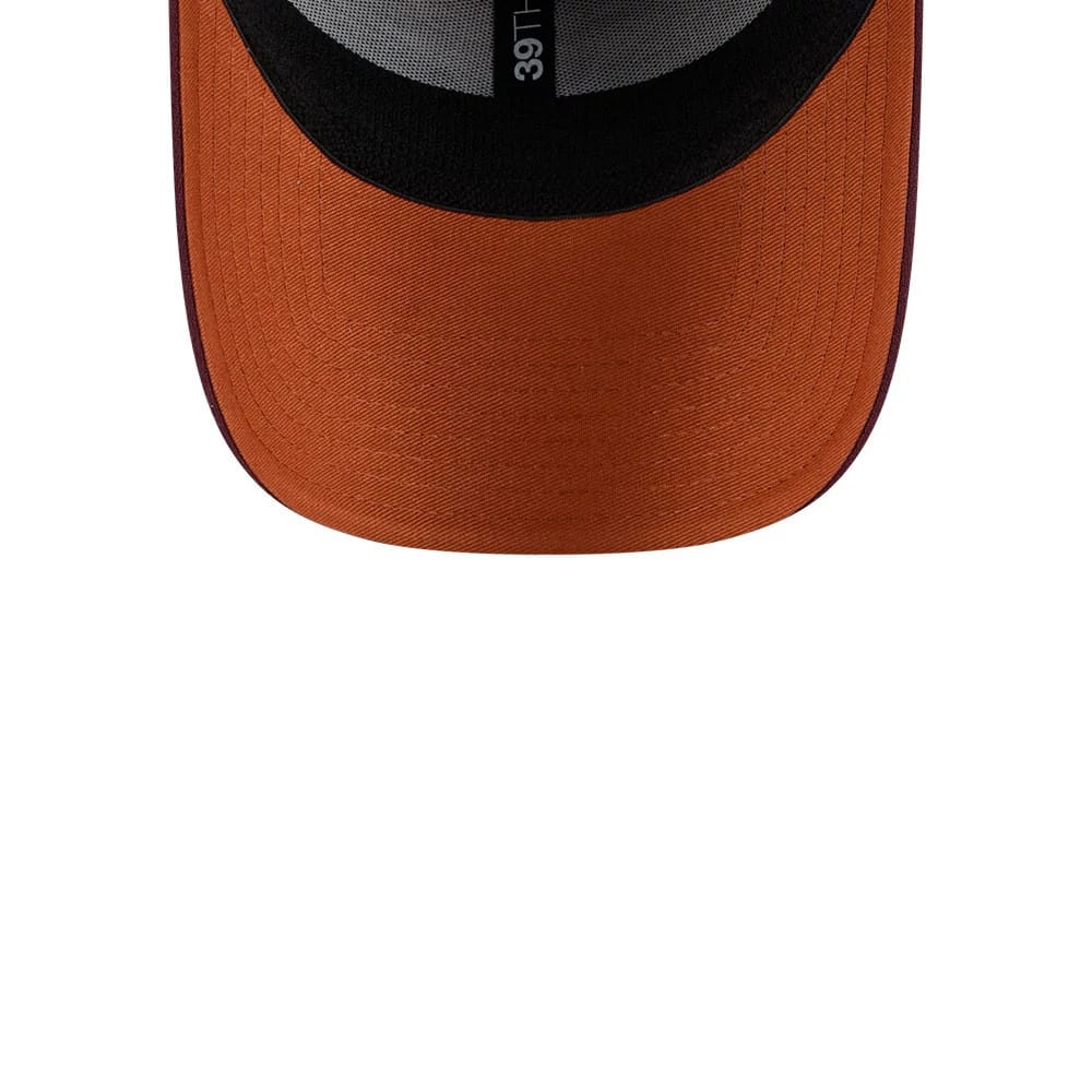 Pictured is this NBA Frosted Rust Chicago Bulls 39THIRTY Stretch Fit cap in dark red. 2
