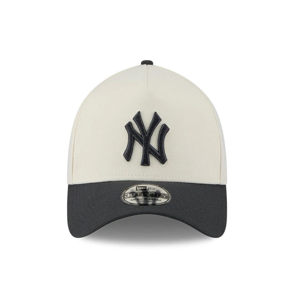 Pictured is this MLB Chrome New York Yankees 39THIRTY A-Frame Stretch Fit cap in cream. 4