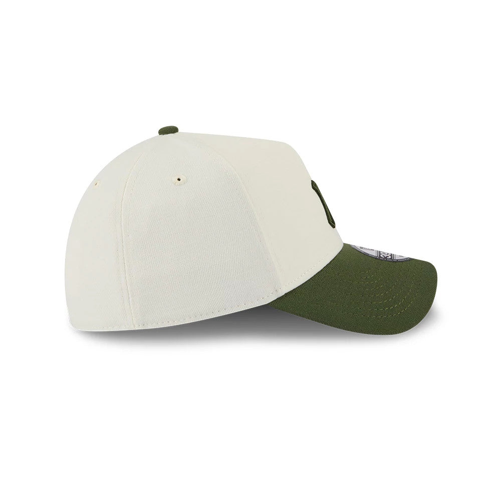 Pictured is this MLB Chrome New York Yankees 39THIRTY A-Frame Stretch Fit cap in cream. 7
