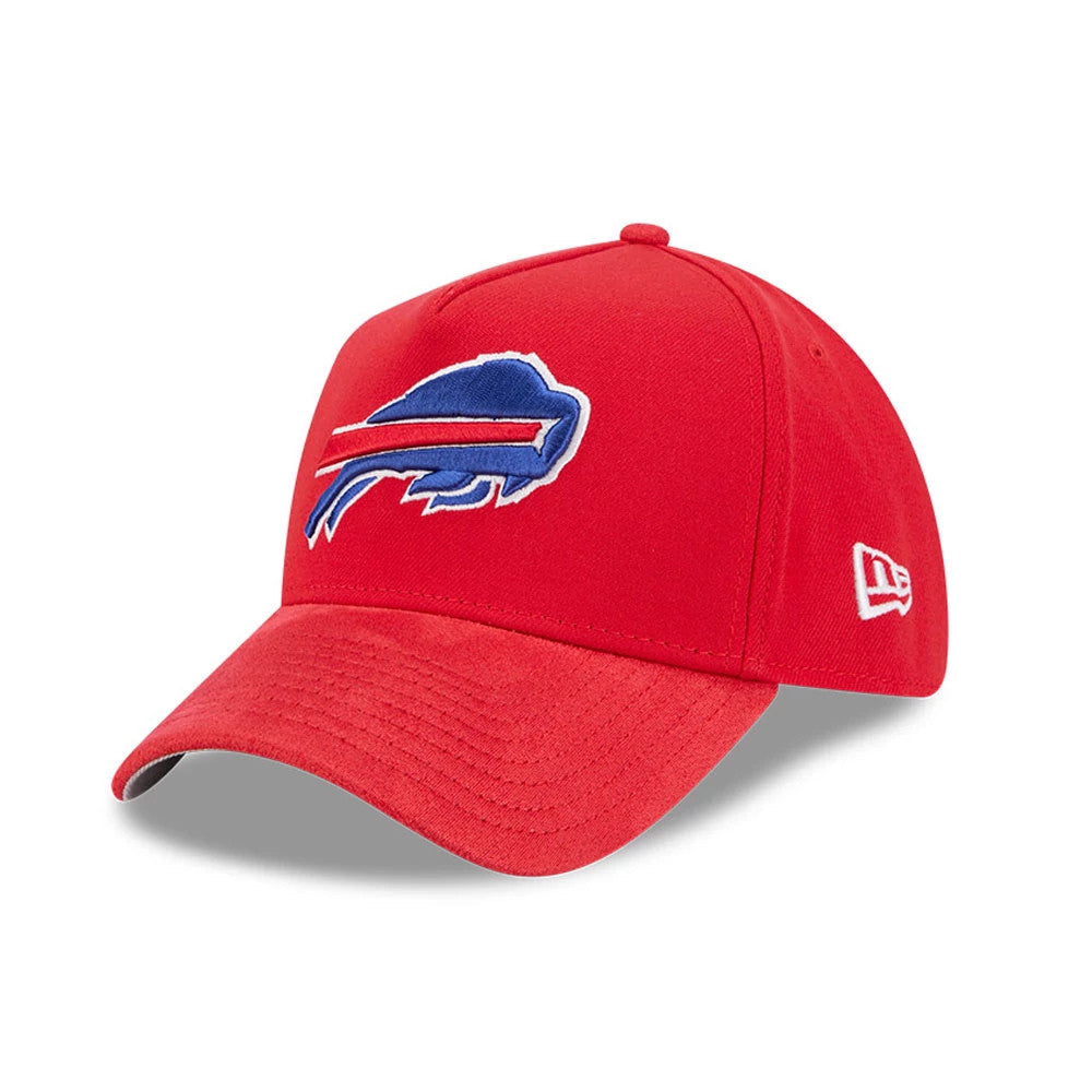 Pictured is this NFL Suede Buffalo Bills 39THIRTY A-Frame Stretch Fit cap in Red. 1