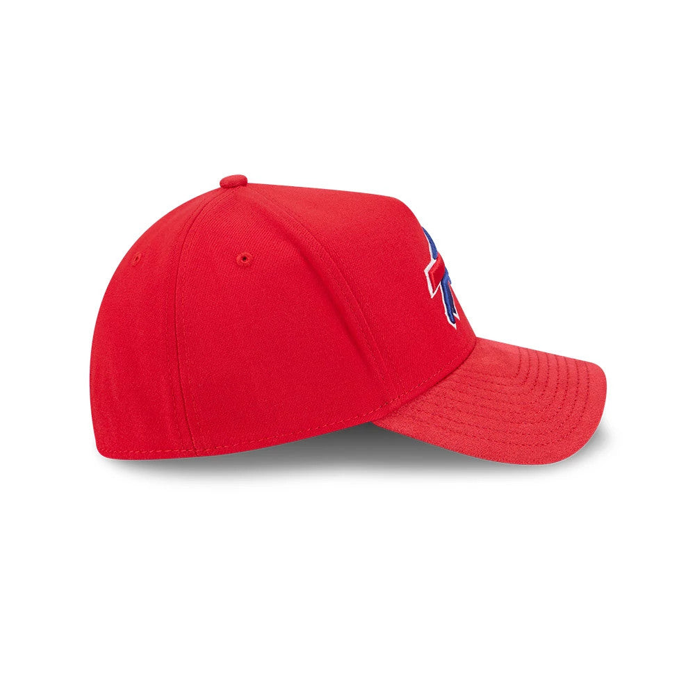 Pictured is this NFL Suede Buffalo Bills 39THIRTY A-Frame Stretch Fit cap in Red. 6