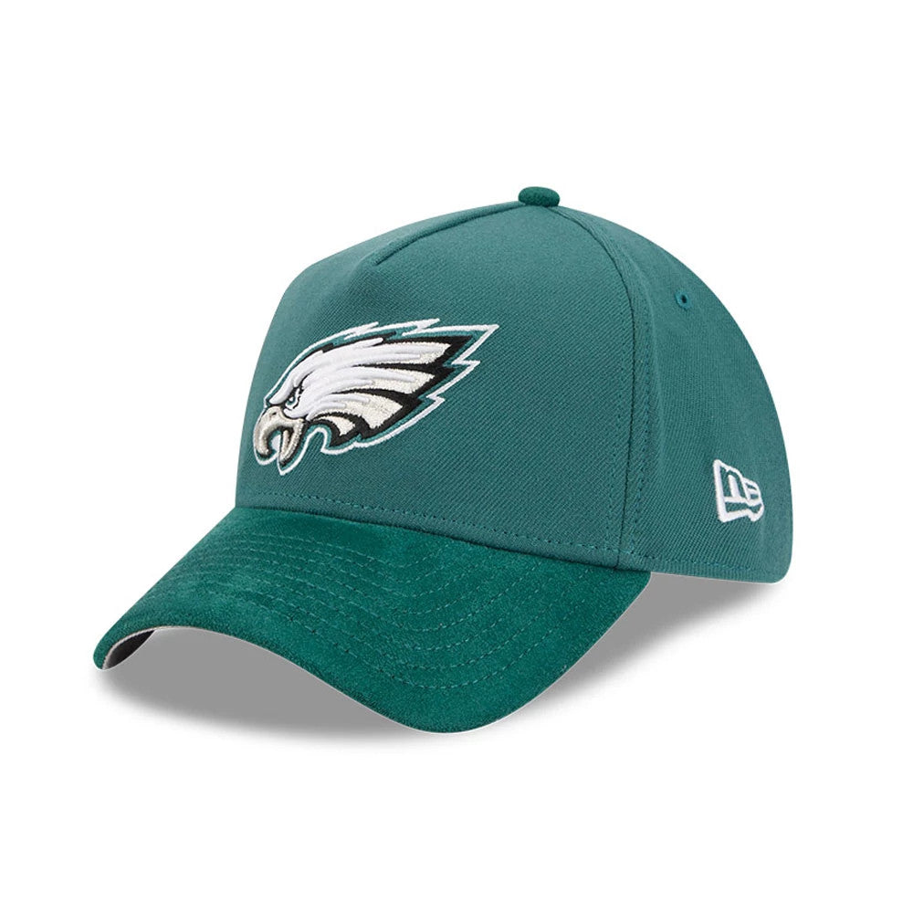 Pictured is this NFL Suede Philadelphia Eagles 39THIRTY A-Frame Stretch Fit cap in Dark Green. 1