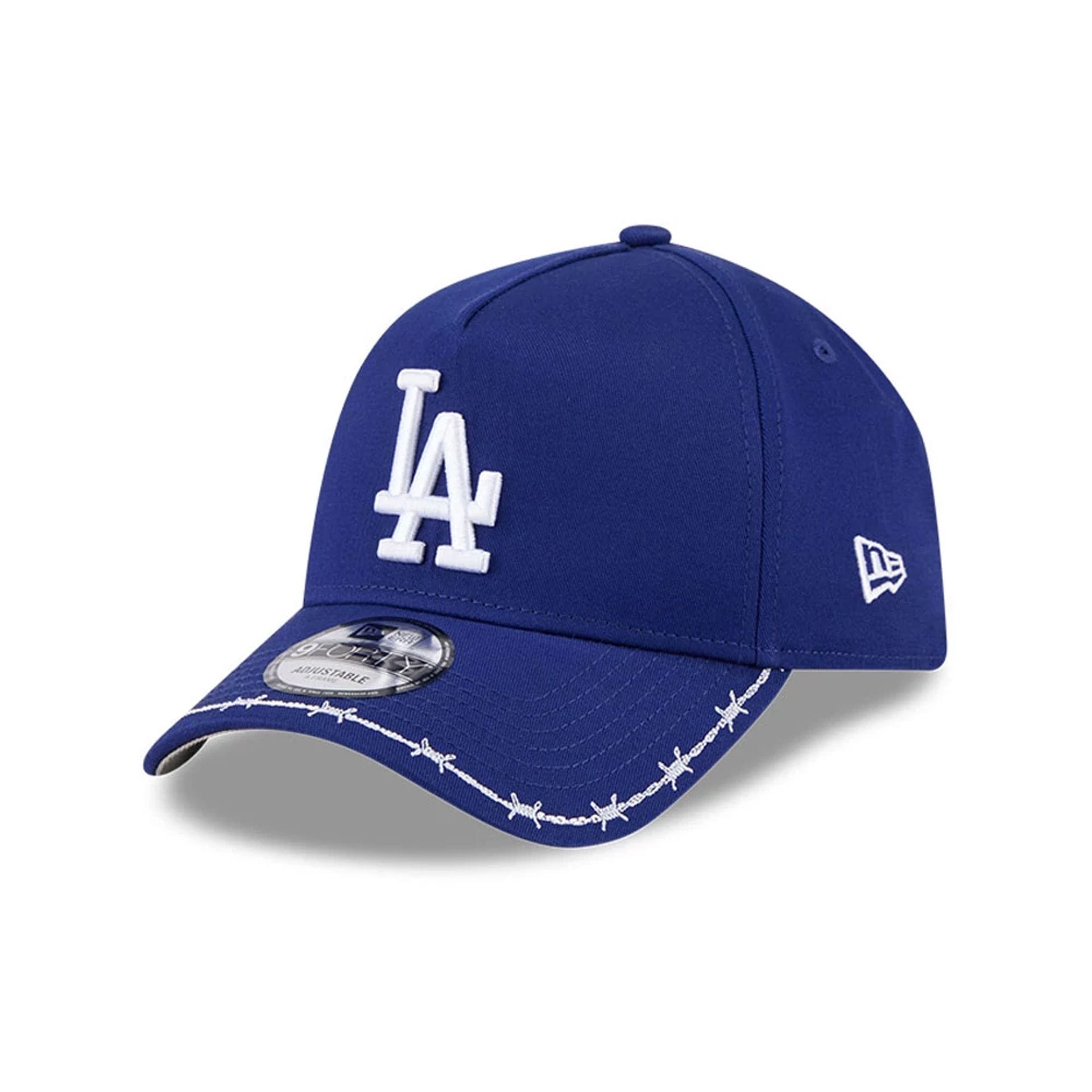 Pictured is this MLB Barb Visor LA Dodgers 9FORTY A-Frame cap in Dark blue. 1