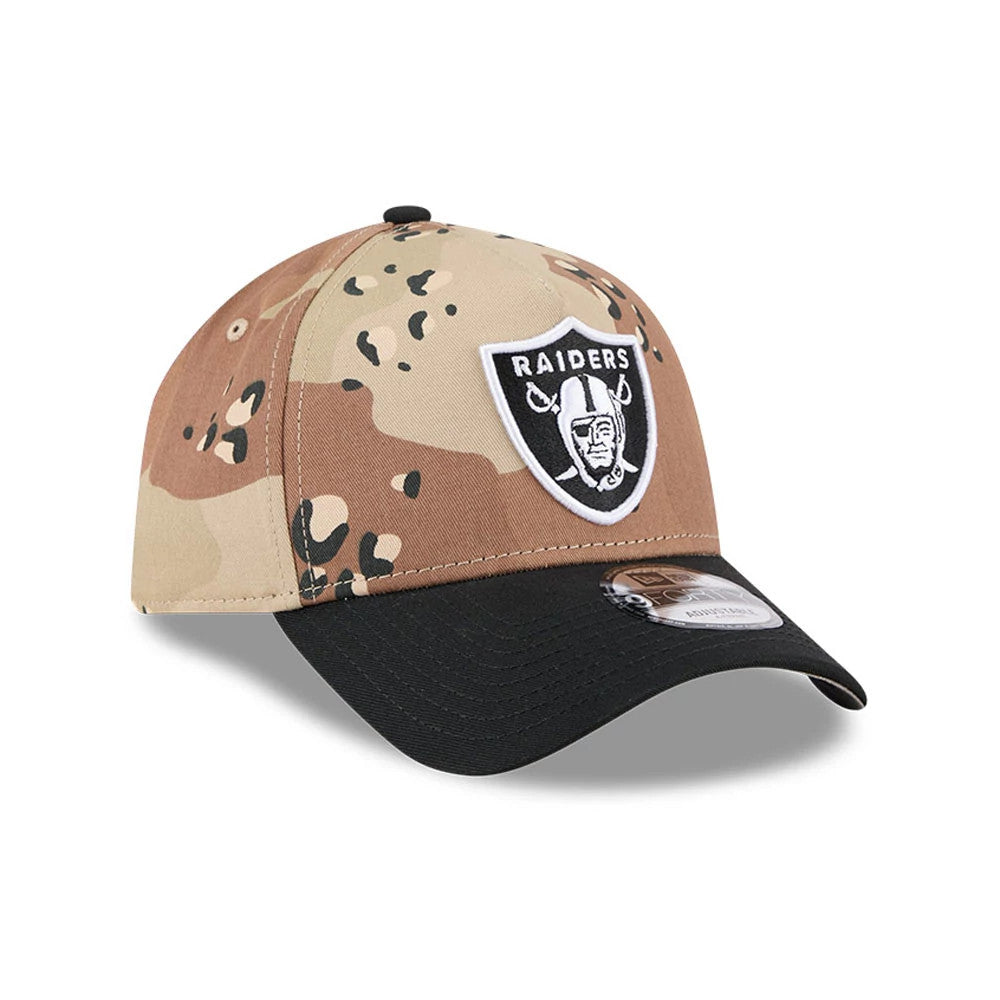 Pictured is this NFL Desert 2 Tone Las Vegas Raiders 9FORTY A-Frame cap in beige. 4