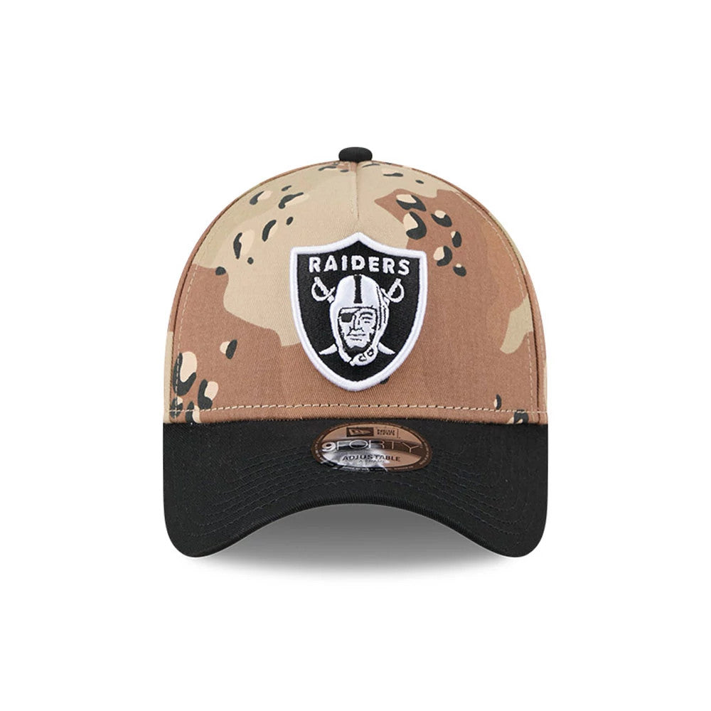 Pictured is this NFL Desert 2 Tone Las Vegas Raiders 9FORTY A-Frame cap in beige. 3
