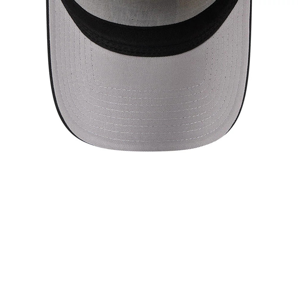 Las Vegas Raiders NFL Desert 2 Tone Beige New Era 9FORTY A-Frame Adjustable Cap, underside view showing light beige undervisor with detailed stitching, a black edge around the visor, and no logo or sticker.