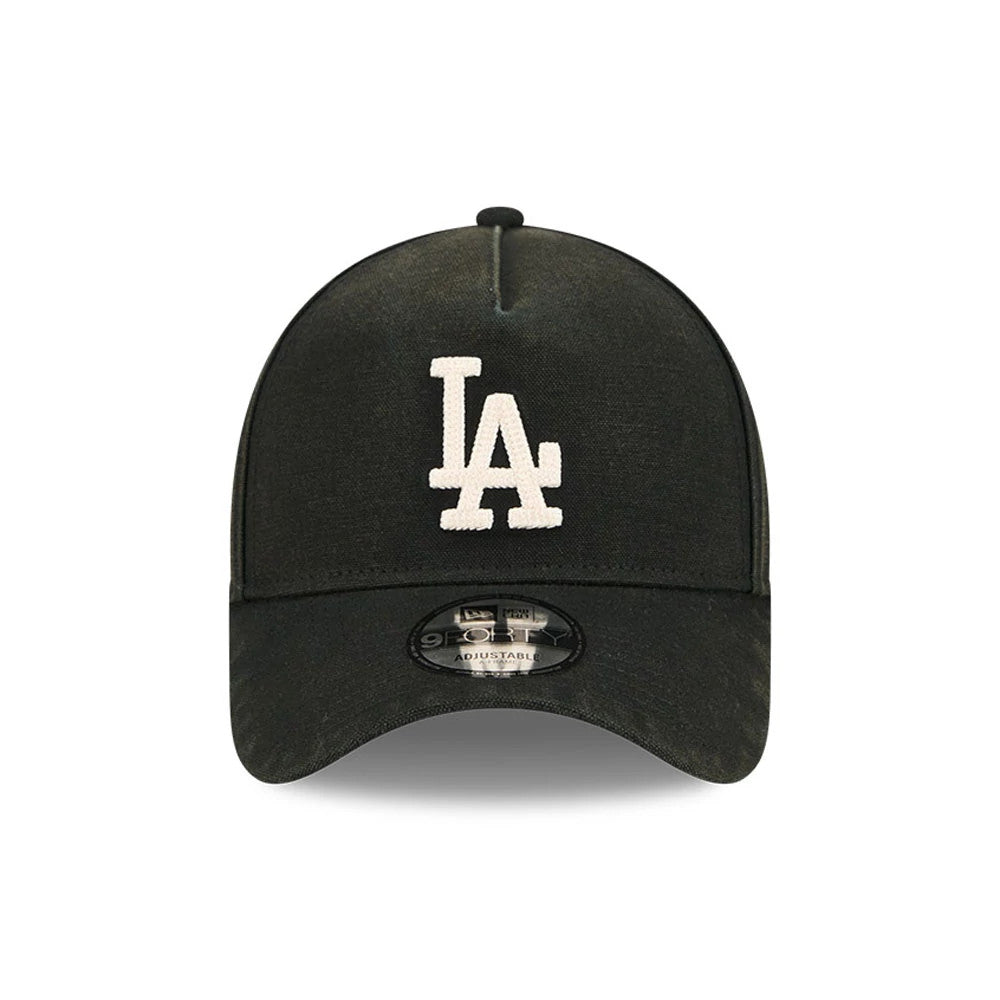 Pictured is this MLB Washed Canvas LA Dodgers 9FORTY A-Frame cap in black. 2