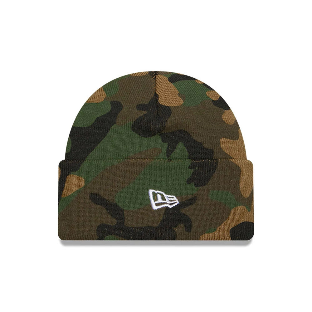 Pictured is this MLB Camo New York Yankees Cuff Knit Beanie cap in green. 2
