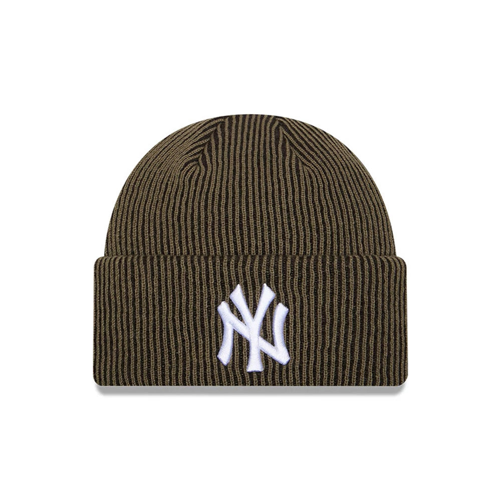 Pictured is this MLB Rib New York Yankees Cuff Knit Beanie hat in Dark Green. 1