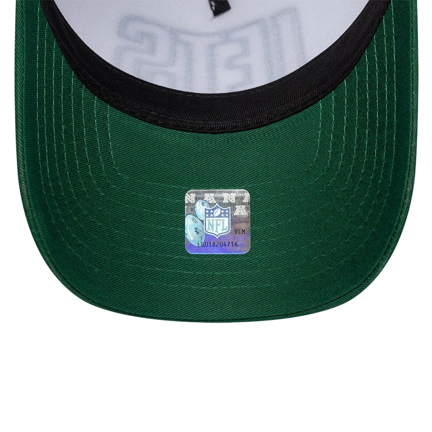 This is a New York Jets NFL International Series Games 2025 Green 9FORTY A-Frame Trucker Adjustable Cap 7