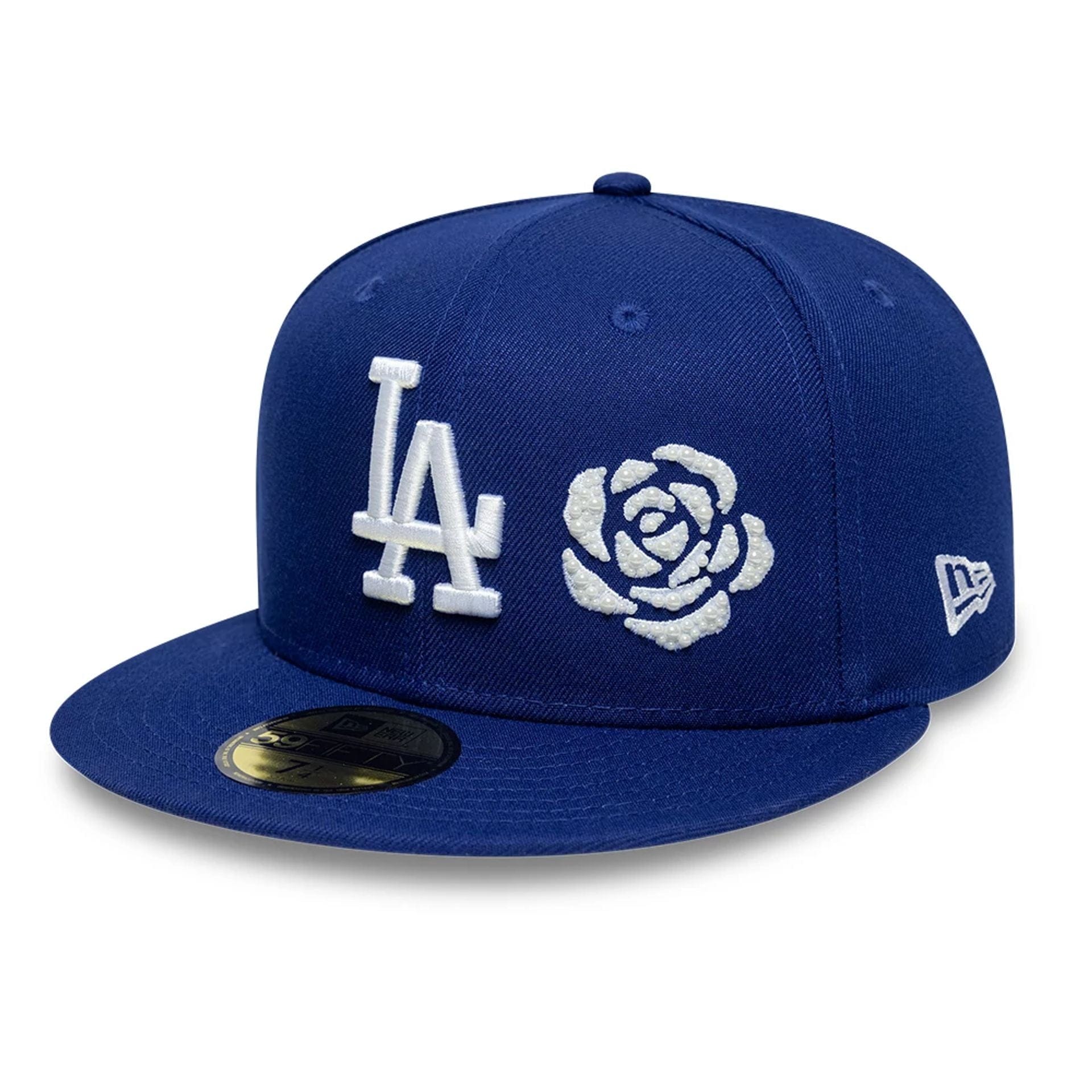 Pictured is this MLB Faux Pearl Icon LA Dodgers 59FIFTY Fitted cap in dark blue. 1