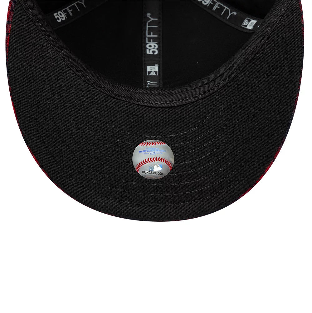 Pictured is this MLB Check New York Yankees Low Profile 59FIFTY Fitted cap in red. 2