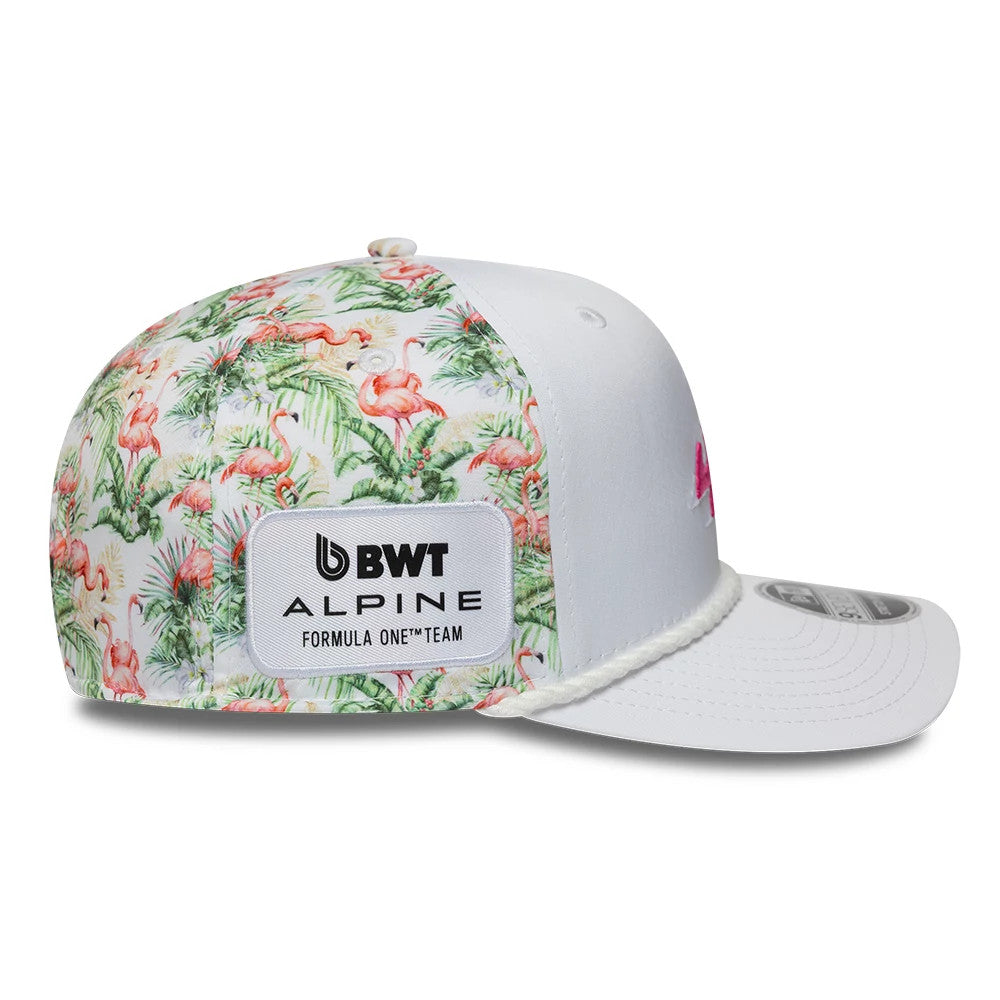 Pictured is this Alpine Racing Miami Race Special 9SEVENTY Stretch Snap Adjustable cap in white. 6