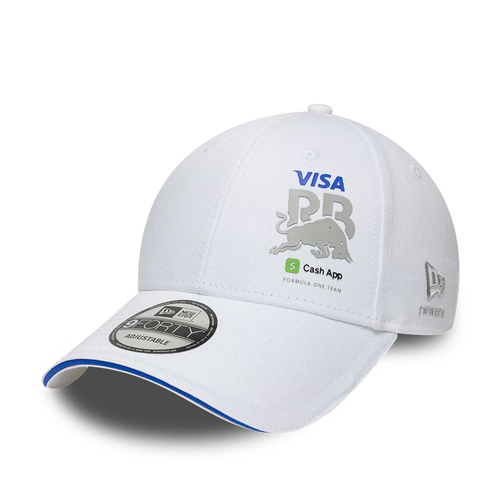 Pictured is this Essential Visa Cash App Racing Bulls 9FORTY Adjustable cap in white. 1