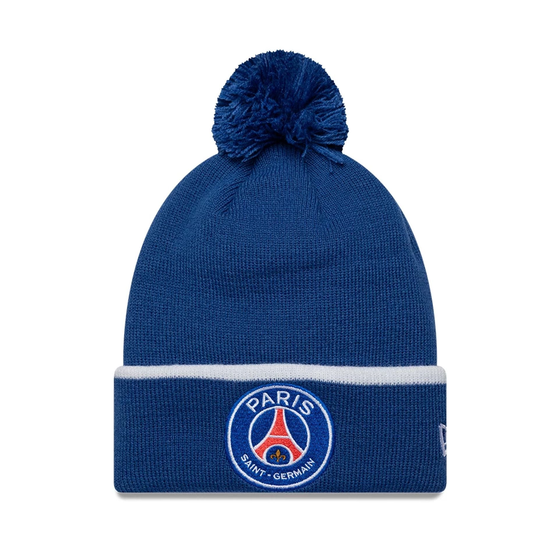 Pictured is this Youth Core Paris Saint Germain Cuff knit Beanie hat in blue. 1