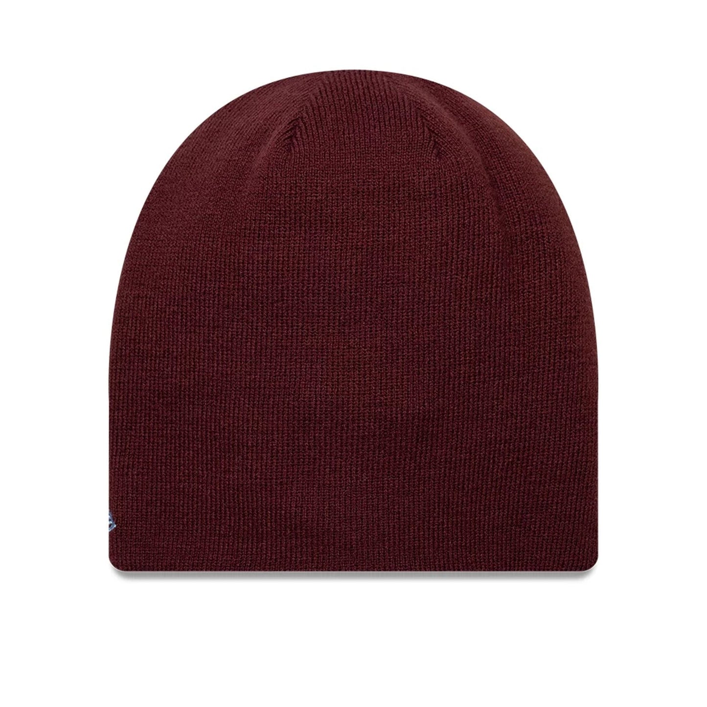 Pictured is this Reverse Aston Villa FC Cuff knit Beanie hat in dark red. 2